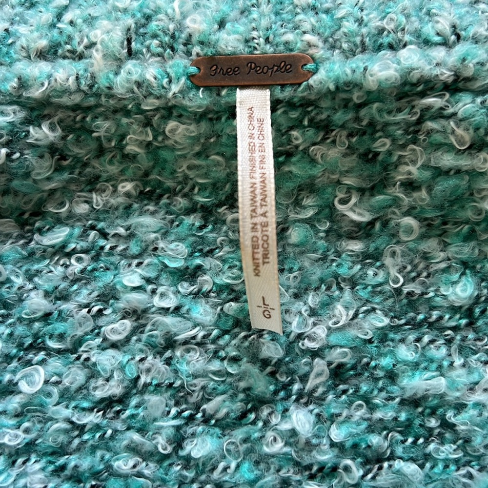 Free People Aqua Blue Textured Cowl Neck Sweater - Picture 2 of 3